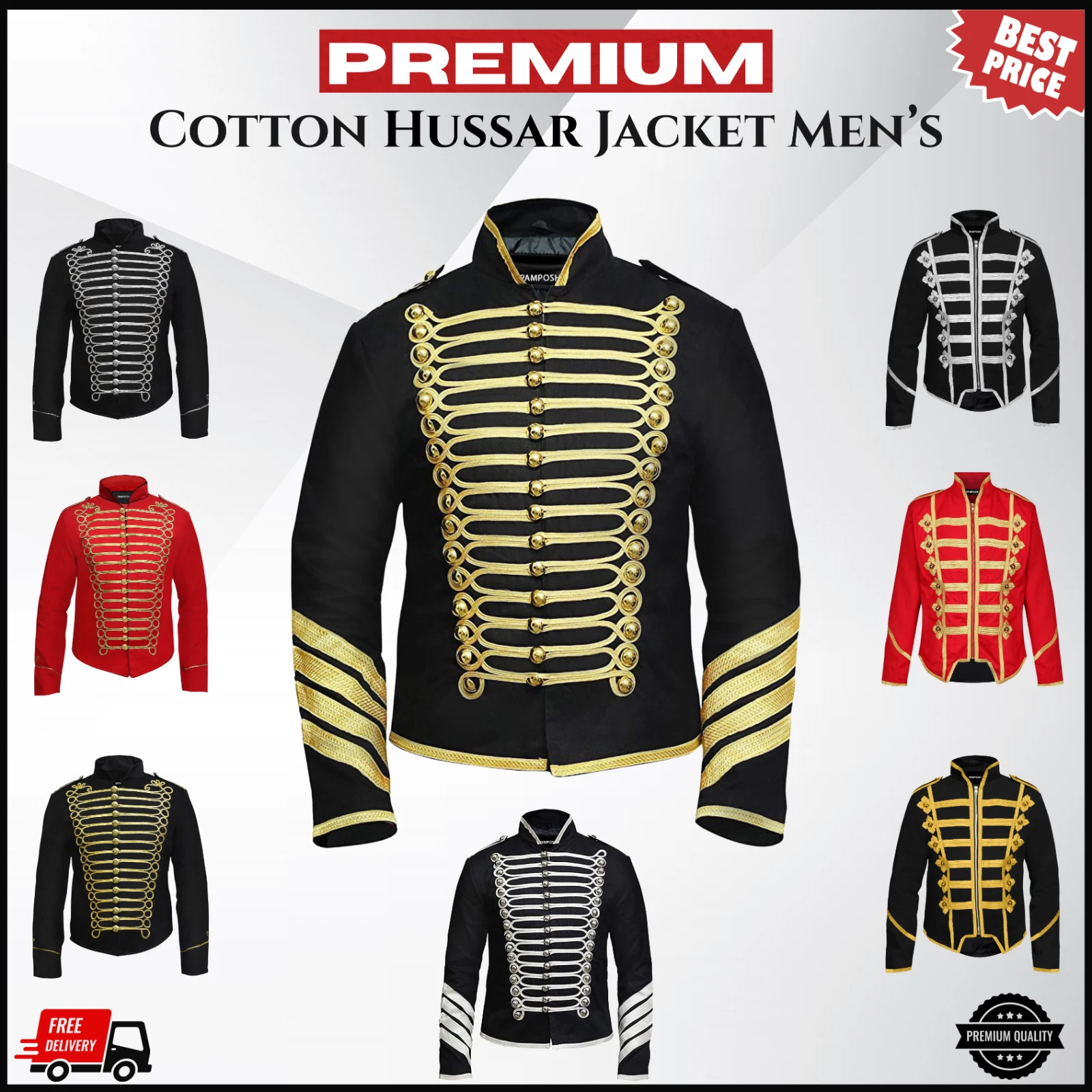 Hussar Jacket Mens Steampunk Napoleon Vest Military Tunic Drummer Parade Jackets
Opens in a new wind