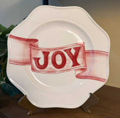 Food Network Stoneware JOY Holiday Salad Snack Cookie Plate 9 1/4'' Christmas NEW