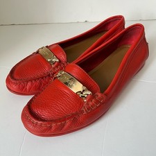 COACH Olive red Leather Slip-On driver Loafers Women's Size 6.5B