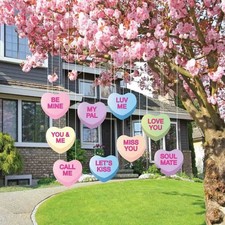 Valentine's Yard Decorations Hanging Candy Hearts, Outdoor Valentine's Day De...