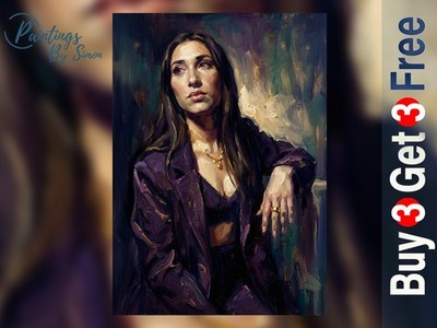 Stimmungsvolles Frauenporträt 5''x7'' Druck auf mattem Papier | Ausdrucksstarke Ölgemälde Kunst