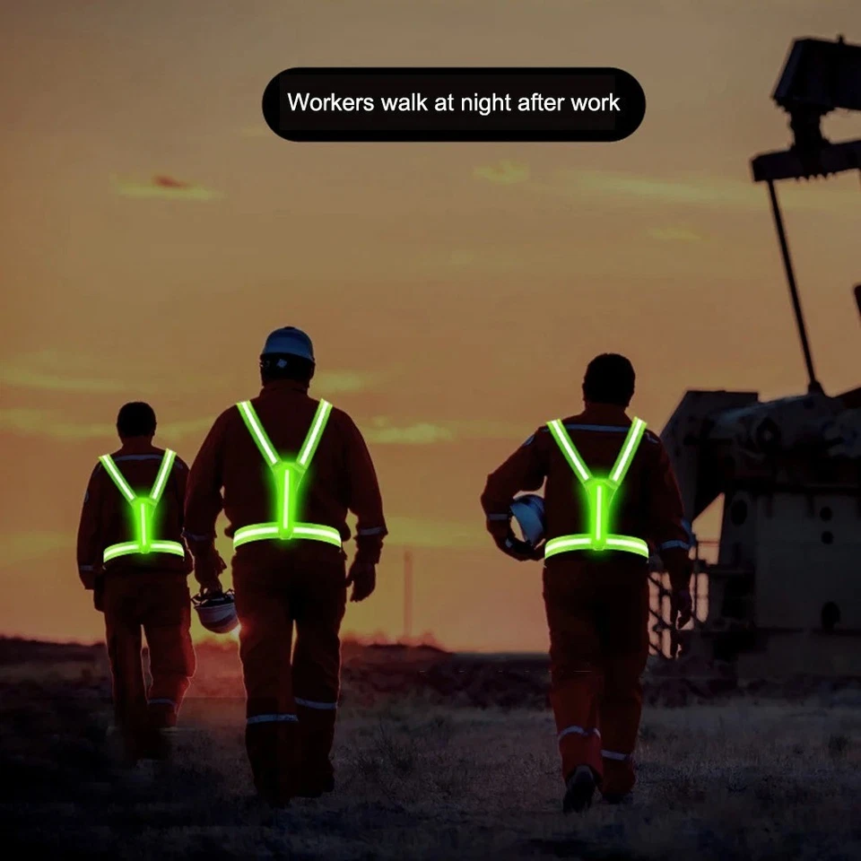Chaleco de seguridad para correr con luz reflectante LED para andar en bicicleta caminar de noche, alta V Foto 3 de 4