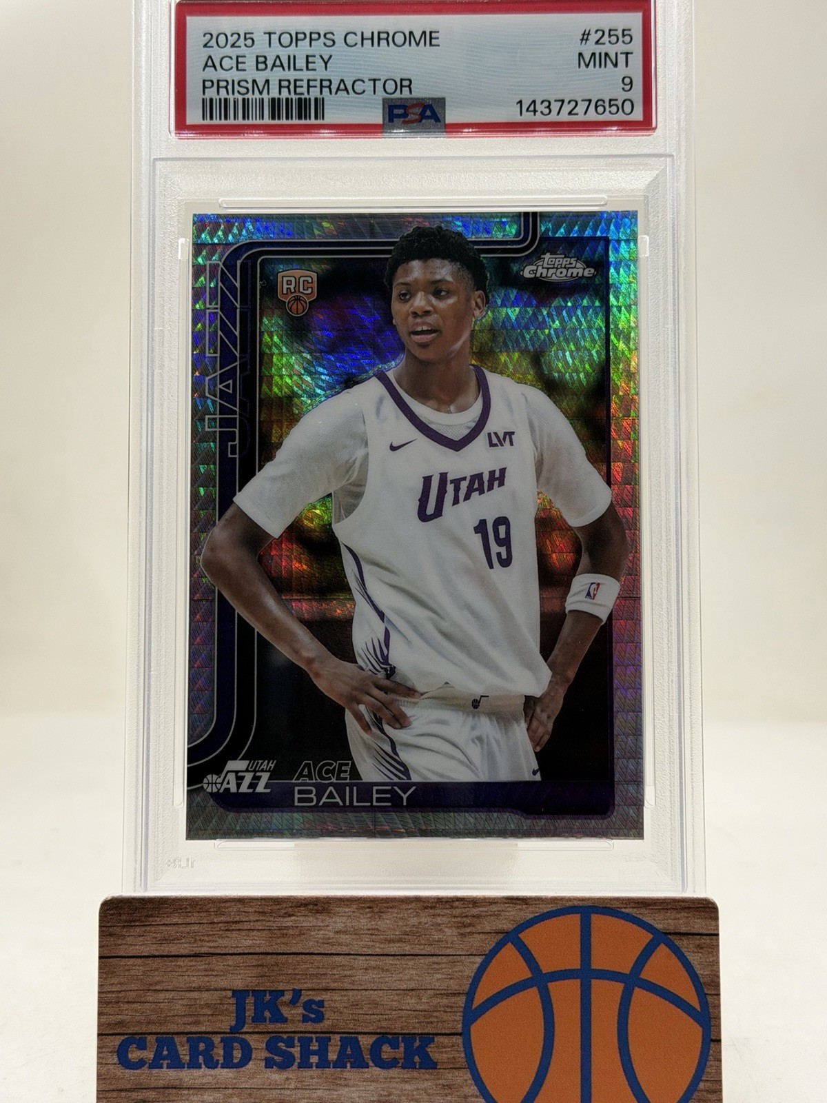 2025-26 Topps Chrome Ace Bailey Prism Refractor RC #255 PSA 9