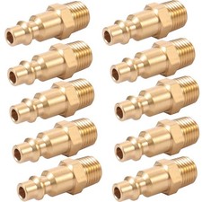 10 PCS Brass 1/4-Inch NPT Male Quick Connect Adapter, Industrial Air Coupler