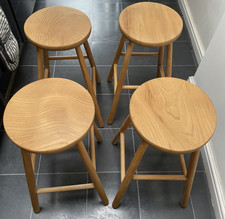 Vintage Wooden Bar Stools , Sanded And Waxed, Set Of 4, Pick Up Only M21
