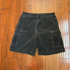 Vintage OP Ocean Pacific Corduroy Cargo Shorts Size 38 Black Surf 90s Y2K