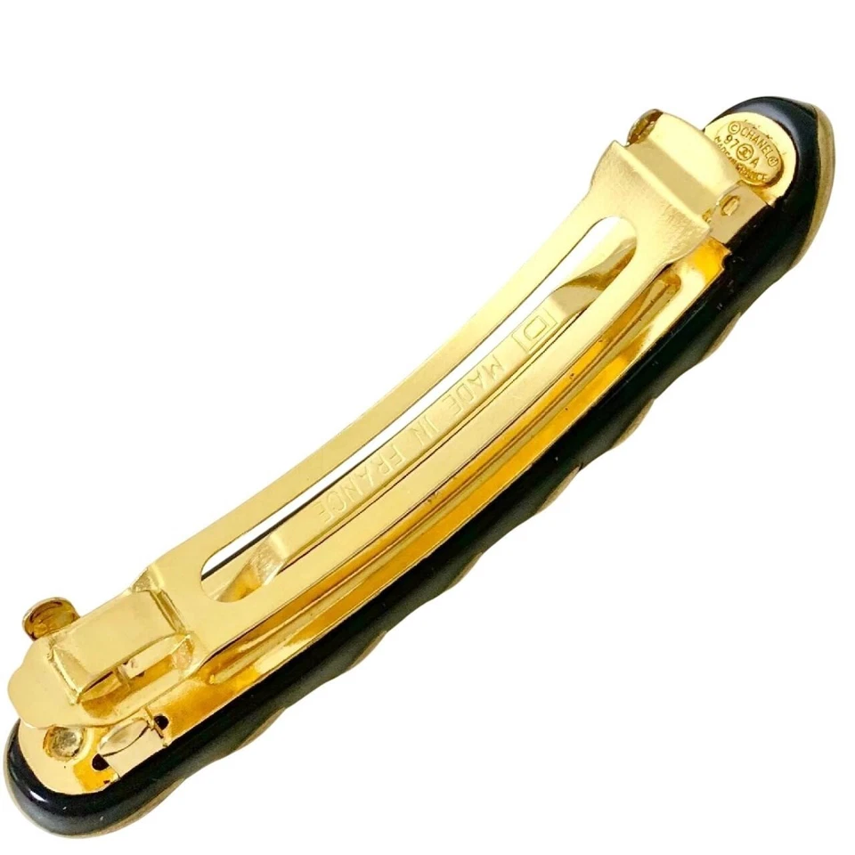 CHANEL Barrette Hair Clip CoCo Gold Black - Image 3 of 4
