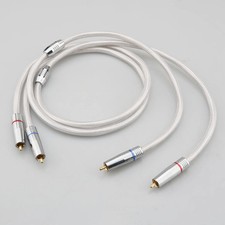Pair 4N Pure Silver RCA Cable Audiocrast IC102AG HiFi Audio Interconnect Cable