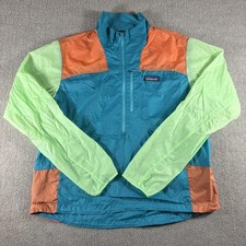 Patagonia Jacket Youth Medium Teal Green 1/2 Zip Windbreaker Colorblock Hiking