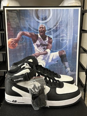 Size 15- Men s Nike Air Force 1 Mid SP x Stussy Black/White Sneakers DJ7840-002