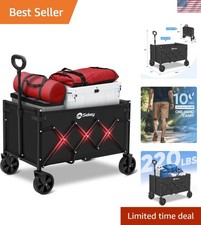 Ergonomic Heavy Duty Foldable Cart with Detachable Wheels   220 lbs Capacity