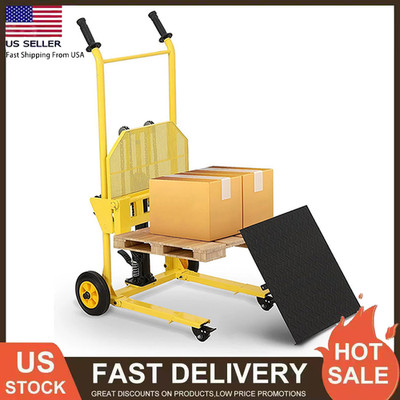 440LB Hydraulic Material Lift with Swivel Wheels & Pallet Forks 36in Lift Height