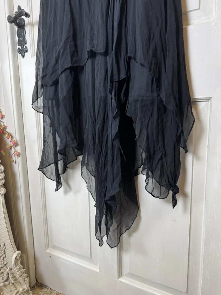 Black Embellished 100% Silk Dress From Jora Collection Size UK XL - Image 3 of 4