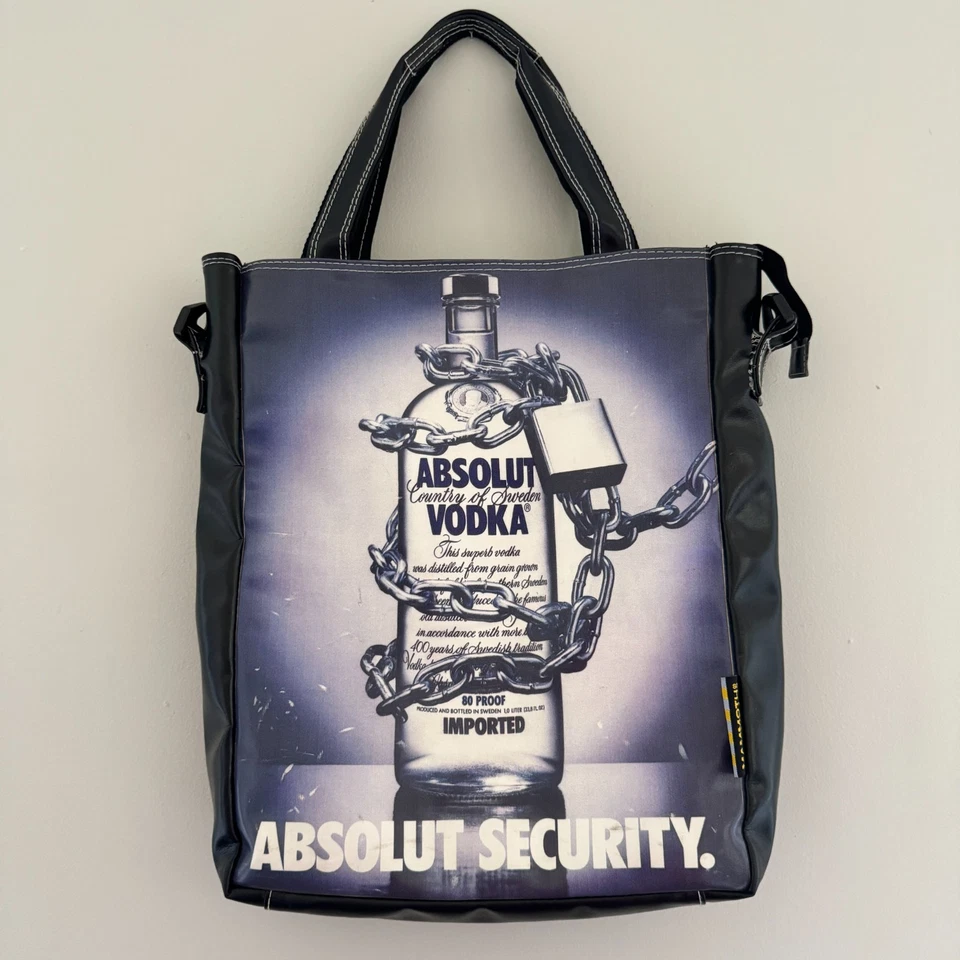 VTG 90s Mammoth 818 ABSOLUT SECURITY Ad Print Tote Bag Absolute Vodka Advert Y2K - Image 2 of 4