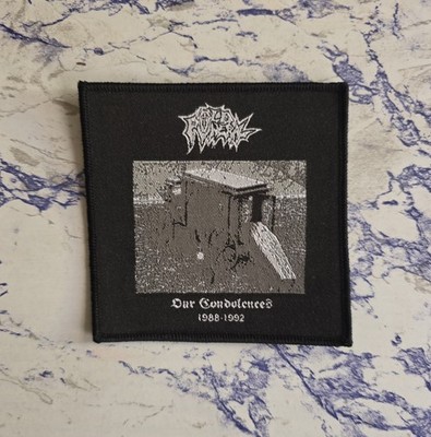 Old Funeral Our Condolences Black Border Woven Patch