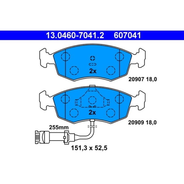 Bremsbelagsatz Scheibenbremse Ate 13.0460-7041.2 FüR Ford Scorpio I Sierra-image