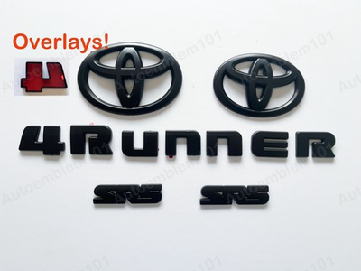 #ad NEW For 2010 2024 TOYOTA 4RUNNER SR5 MATTE BLACKOUT EMBLEM OVERLAY KIT OEM SR5 $31.95