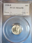 1938d Ms66 FB Mercury Dime Gem