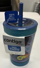 Contigo Kids Straw Cup Space Kitty 14oz Spill Proof Tumbler Ages 3 NWT