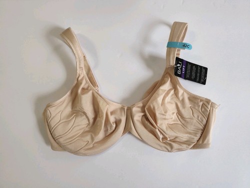 Bali Live It up Seamless Full Coverage T-Shirt Underwire Bra 42C Beige #DF3353