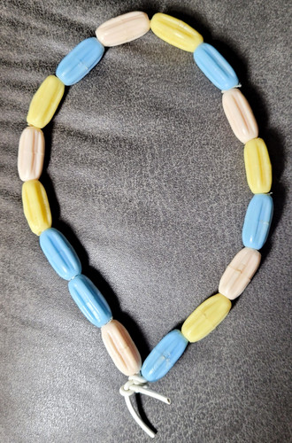 Vintage Baby Teething Necklace Beaded Ring Pastel Color Plastic 1950s