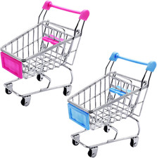 Mini Shopping Trolley, Yeelua 2 Pcs Mini Trolley, Miniature Shopping Cart