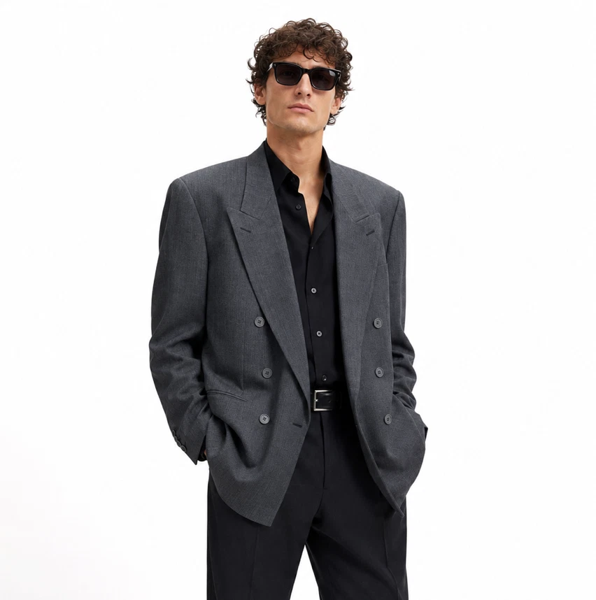 Saint Laurent Gray Double-Breasted Suits & Blazers for Men for