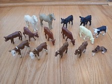 Lot of 15 Plastic Cow And Horse Figures Schleich, Papo, Unknown Vintage
