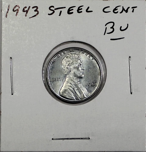 1943 US Lincoln Wheat Cent Steel Penny BU Uncirculated  Free Shipping