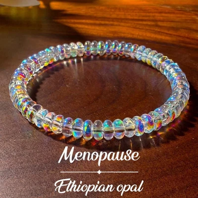 Menopause Natural Ethiopian Opal Bracelet, stretchable elastic cord jewelry, - Image 1 of 4