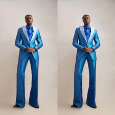Bright Fashion Men Suit Peak Lapel Formal Evening Party Wedding Cocktail Tuxedos