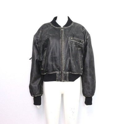 Acne Studios Schwarze gewaschene Leder Bomberjacke für Damen 2324 152898511