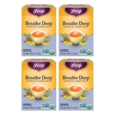 Yogi Tea Breathe Deep Tea - 16 Tea Bags per Pack (4 Packs) - Organic Respirat...