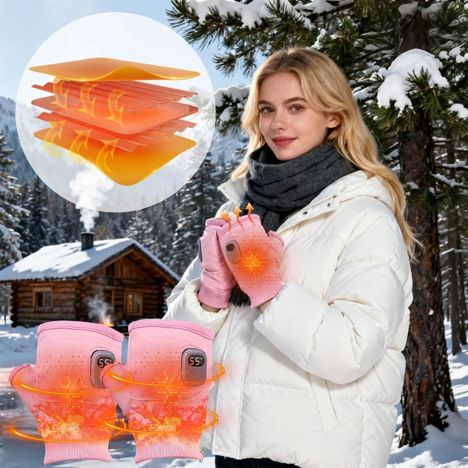 Luvas de aquecimento portáteis aquecedores de mão inteligentes termostáticas aquecidas sem dedos - Imagem 3 de 4