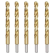 DRILLFORCE (5 Pcs) 31/64 in. x 5-7/8 . HSS Titanium Coated Drill Bits, Jobber