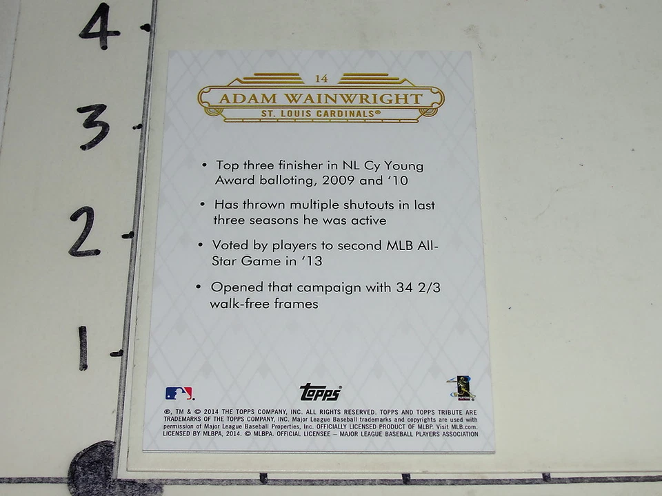 2014 TOPPS TRIBUTE Adam WAINWRIGHT #14 Gold Variant SP/25 - St Louis CARDINALS - Image 2 of 2