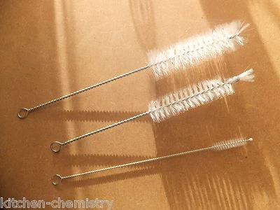 KITCHEN-CHEMISTRY Lab Brush Set of 3 for Pipe Cleaner, Test Tube, Glassware, Bottle, Aquarium