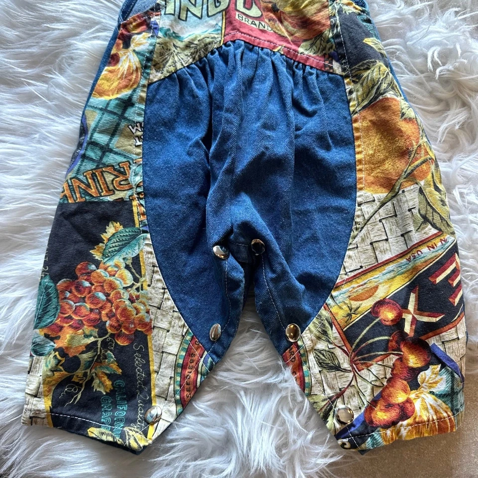 Mono hecho a mano 12M sin marca retazos granja casa de campo mameluco pierna ancha en caja Foto 3 de 4