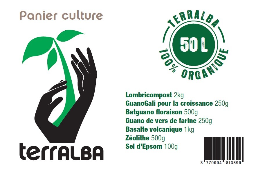 Panier pack culture 50L et potager pour enrichir la terre avec engrais et mélasse