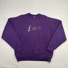 Vintage Bugs Bunny Looney Tunes Sweatshirt Purple Womens XL Embroidered Warner