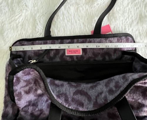 Kate Spade Tote Purse Bag Morley Leopard Furry Fleece Purple Multi - Bild 10 von 11