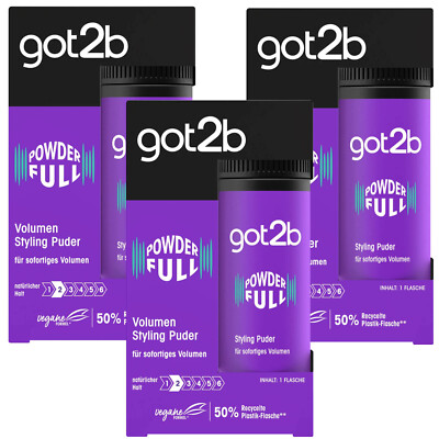 3x 10g got2b powderful Volumen Styling Puder für sofortiges Volumen booster
