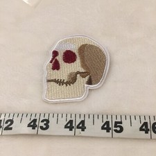 White Skull Iron On Patch Halloween Goth Punk Cool