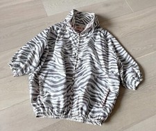 Gum Zebra Print Balloon Windbreaker Jacket Packable Hood Size 10Y Oversized Fit