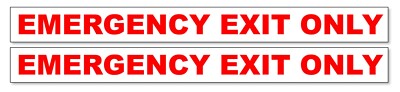 x2 Emergency Exit Only Notice Caution Safety Building Sign Vinyl Sticker Decal