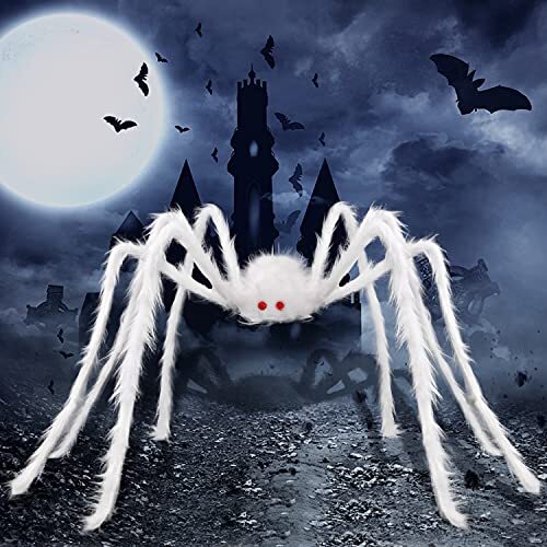 Giant Halloween Hairy Spider,Realistic Scary White Spider Props 1pcs White - Picture 2 of 8