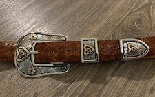 James Reid 14k Gold .925 Sterling Ruby Heart Belt Buckle Set  