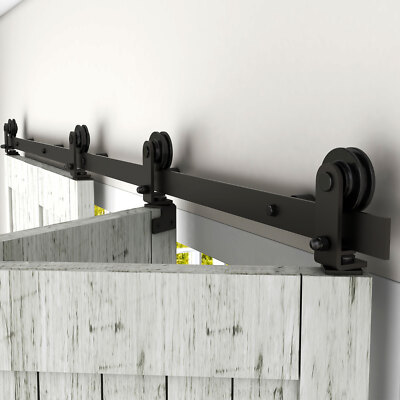Bifold Sliding Barn Door Hardware Kit Folding Roller Flat Track for 2/4/8 Doors