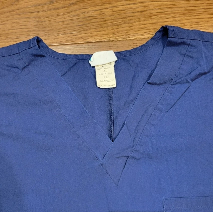 Simply Basic SB Scrubs Top Shirt Adult XL  Medical Dental Uniform Navy Blue - Image 2 of 4