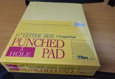 12 - Tops 50 Sheet Canary Legal Pads, punched, 8-1/2" x 11" Canary - Wide Ruled